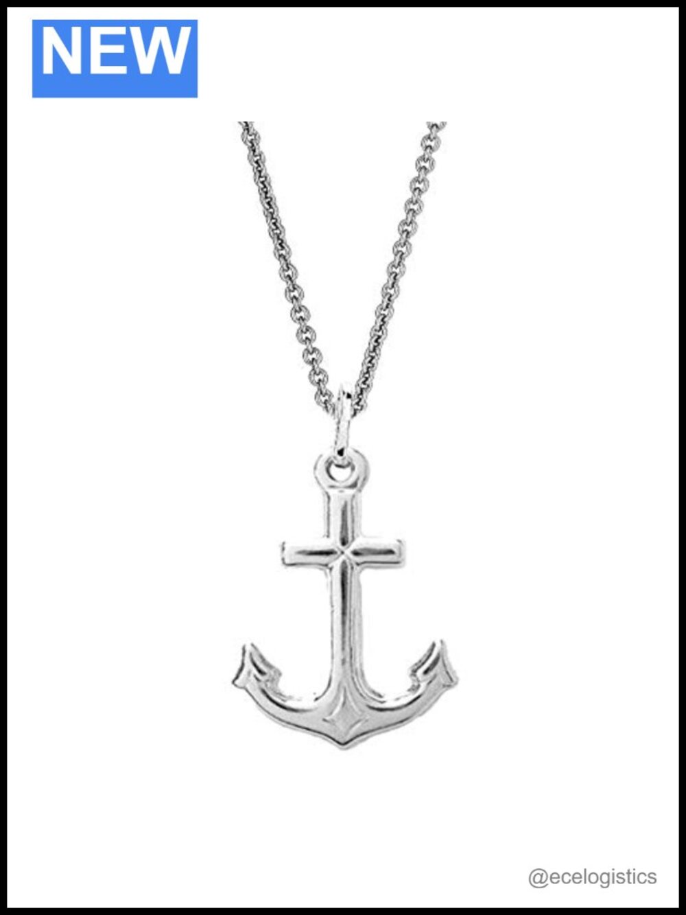Sterling Silver Anchor Cross Pendant Necklace 24"